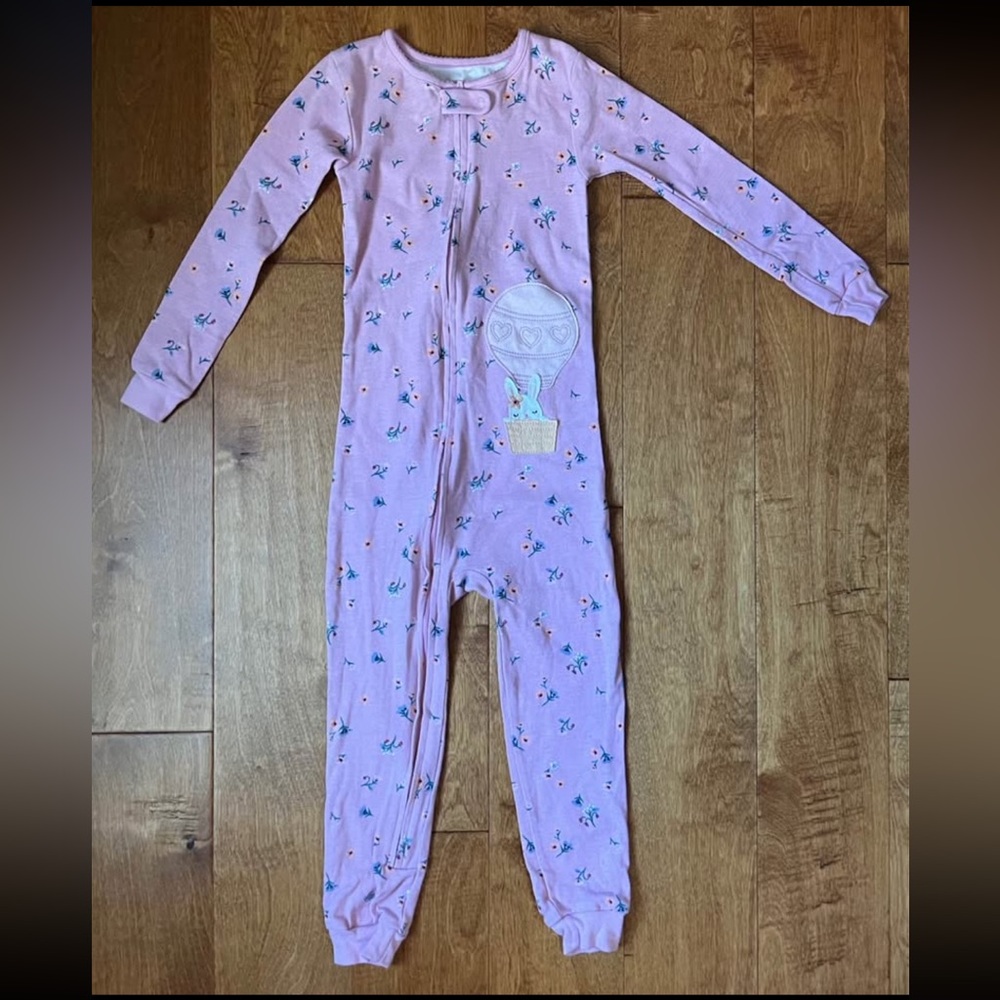 Toddler Girls Carters Full-Zip Footless Pajamas - 5T - Easter - Bunny in Balloon